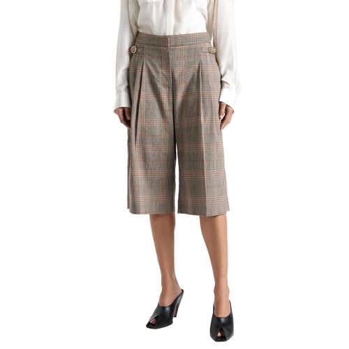 Cue European Linen Wool Check Short